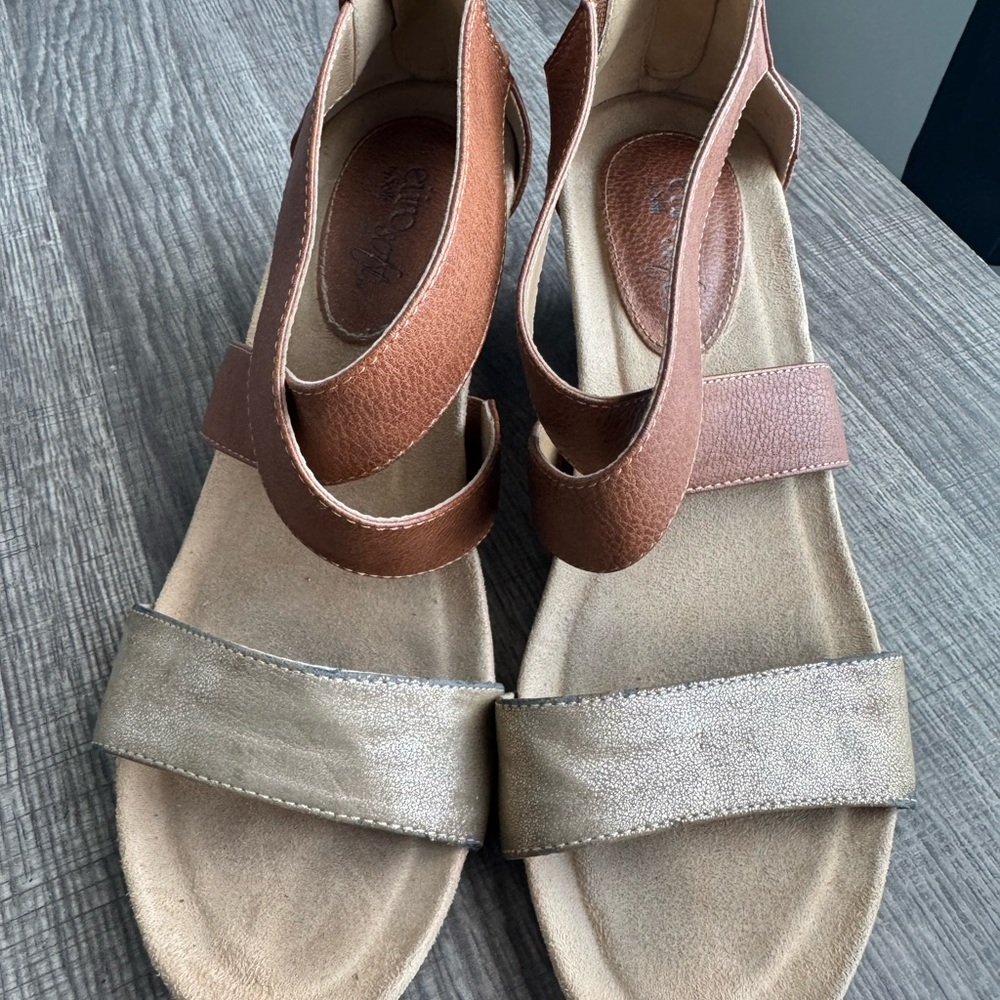 EuroSOFT by Sofft Stylish Sandals with Brown and Tan Straps